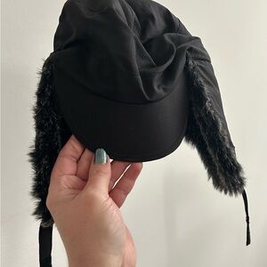 Children’s Place Cozy Black Kids Hat with Faux Fur Trim